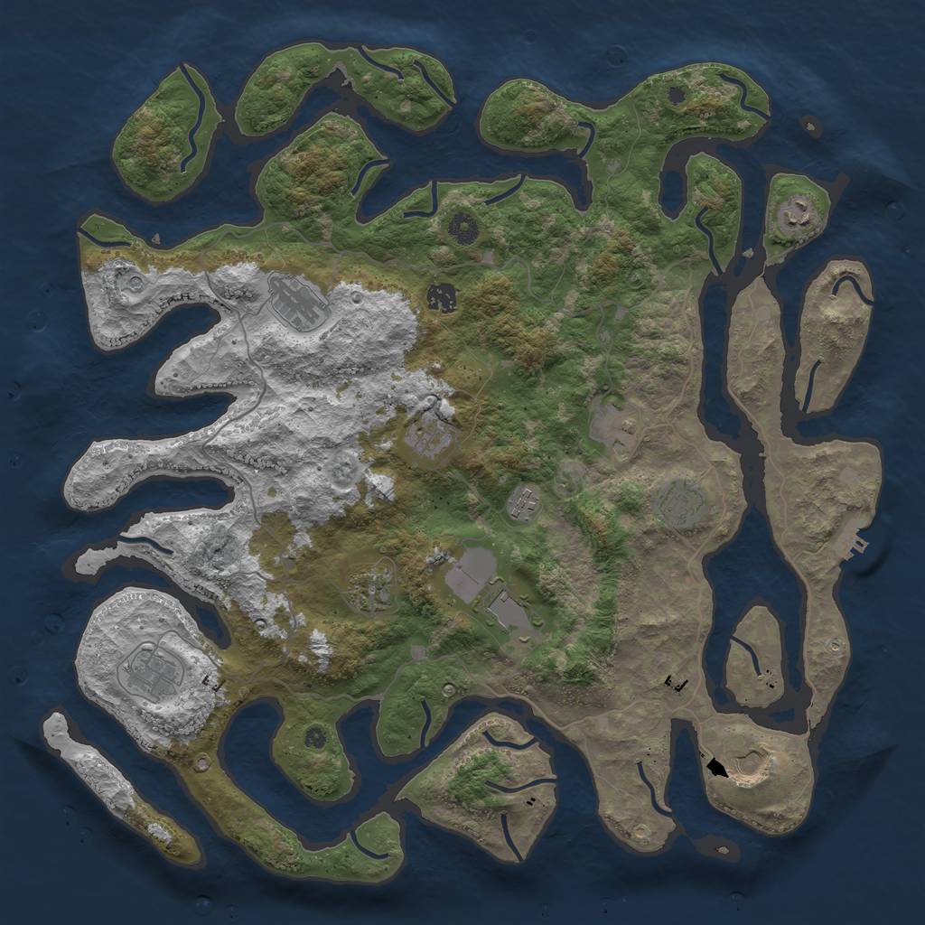 Rust Map: Procedural Map, Size: 4500, Seed: 1734129386, 15 Monuments