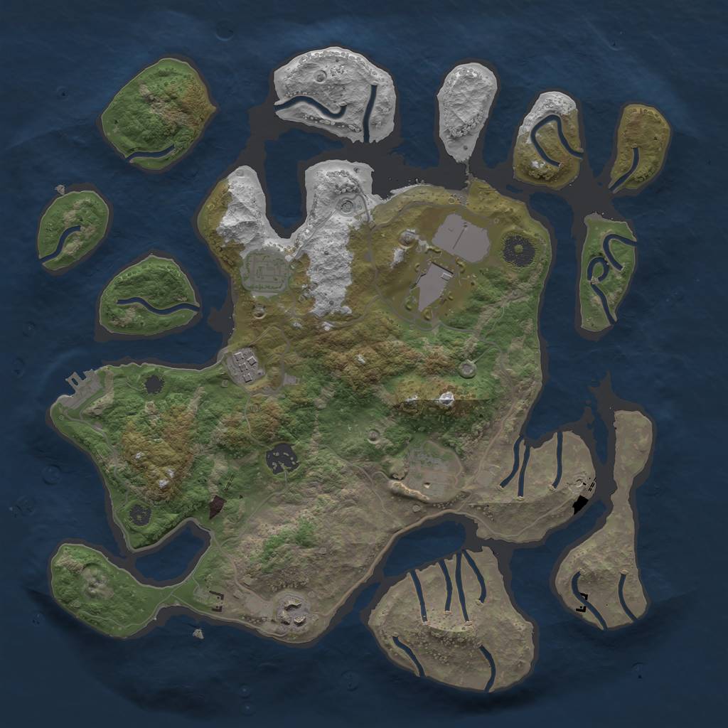 Rust Map: Procedural Map, Size: 3500, Seed: 1211168077, 10 Monuments