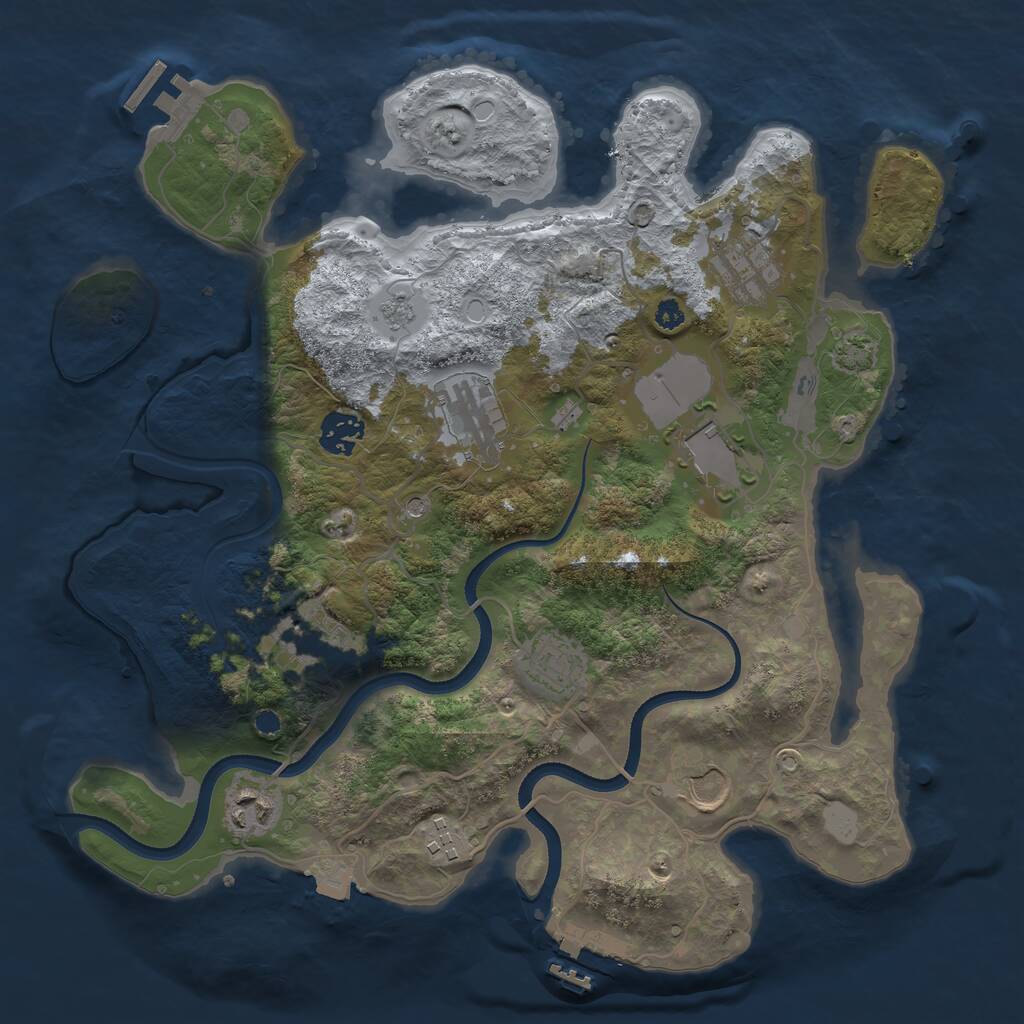 Rust Map: Procedural Map, Size: 3500, Seed: 1211168077, 15 Monuments