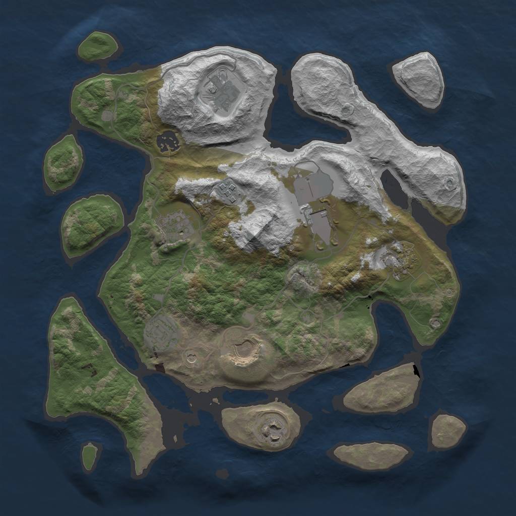 Rust Map: Barren, Size: 3500, Seed: 662131, 12 Monuments