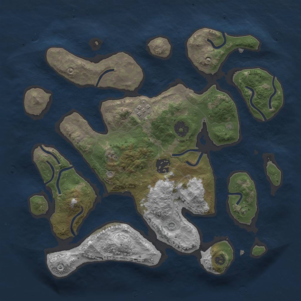 Rust Map: Procedural Map, Size: 3000, Seed: 1259003500, 5 Monuments