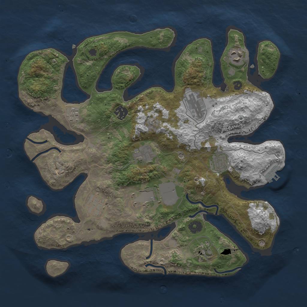 Rust Map: Procedural Map, Size: 3500, Seed: 101838713, 13 Monuments