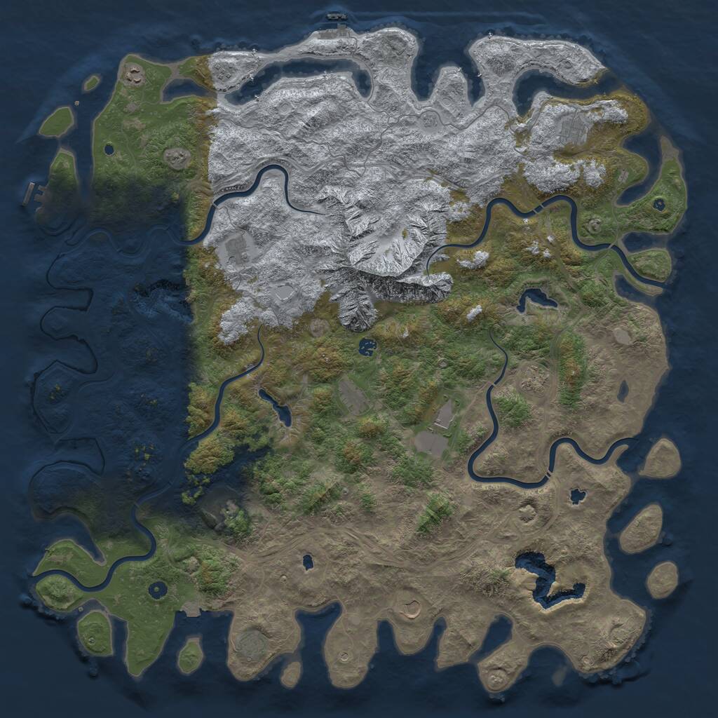 Rust Map: Procedural Map, Size: 6000, Seed: 65214, 17 Monuments