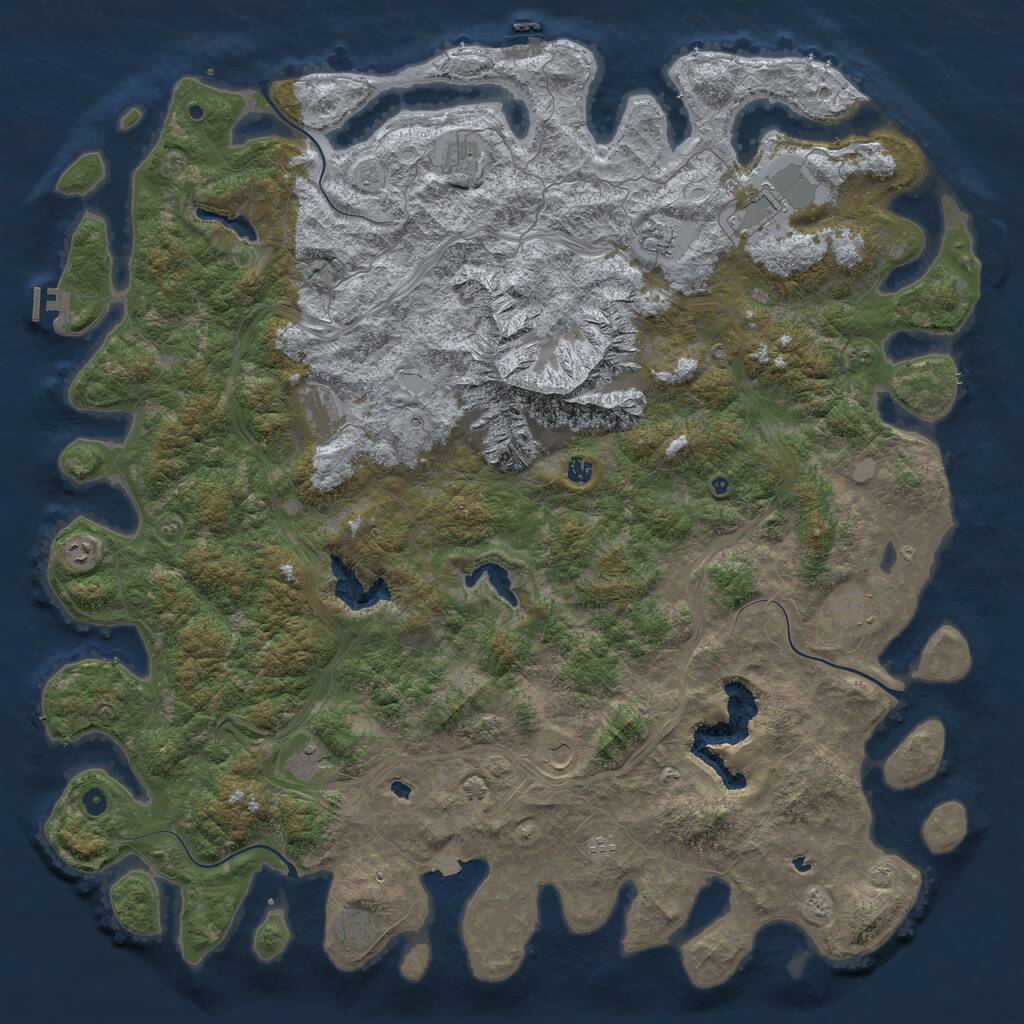 Rust Map: Procedural Map, Size: 6000, Seed: 65214, 17 Monuments