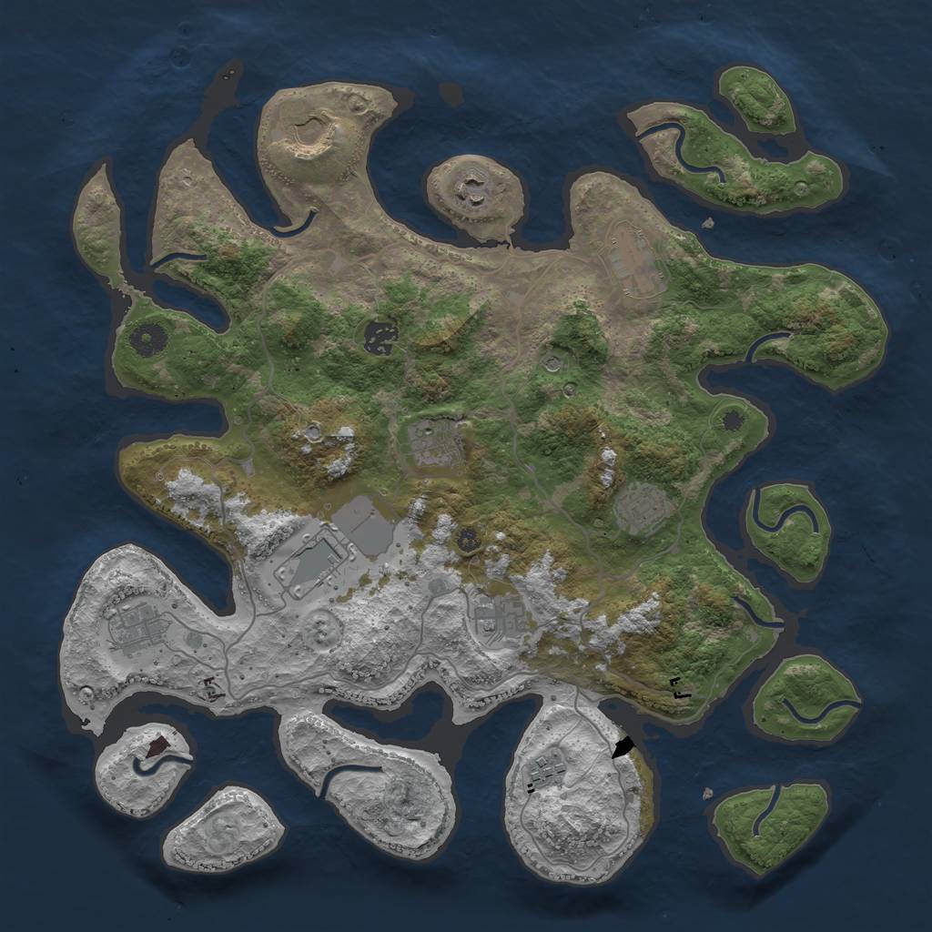 Rust Map: Procedural Map, Size: 4000, Seed: 2008547614, 13 Monuments