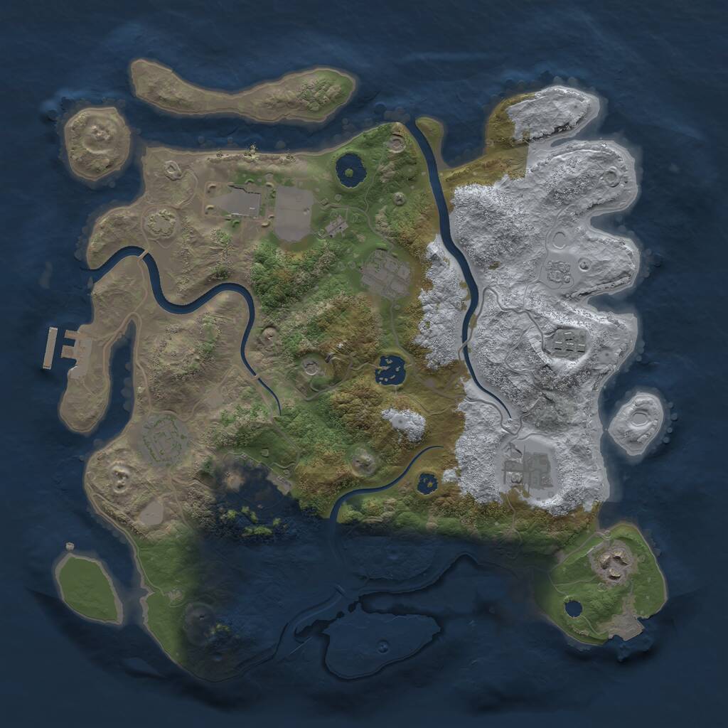 Rust Map: Procedural Map, Size: 3500, Seed: 1234454333, 13 Monuments