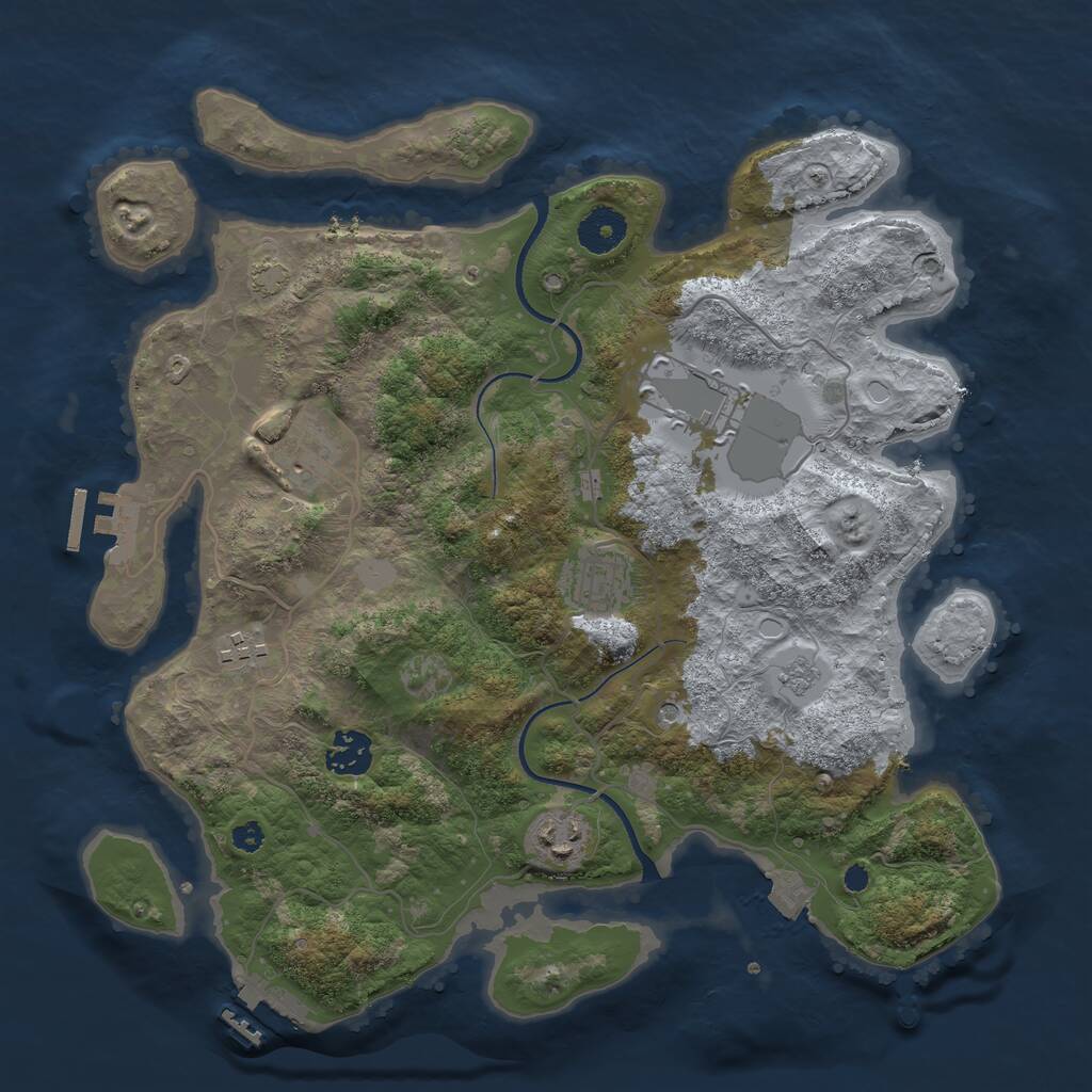 Rust Map: Procedural Map, Size: 3500, Seed: 1234454333, 12 Monuments