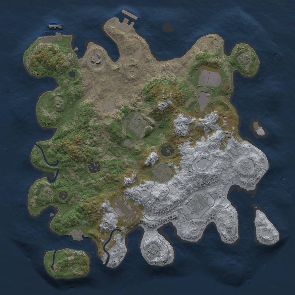 Rust Map: Procedural Map, Size: 3500, Seed: 24931, 14 Monuments