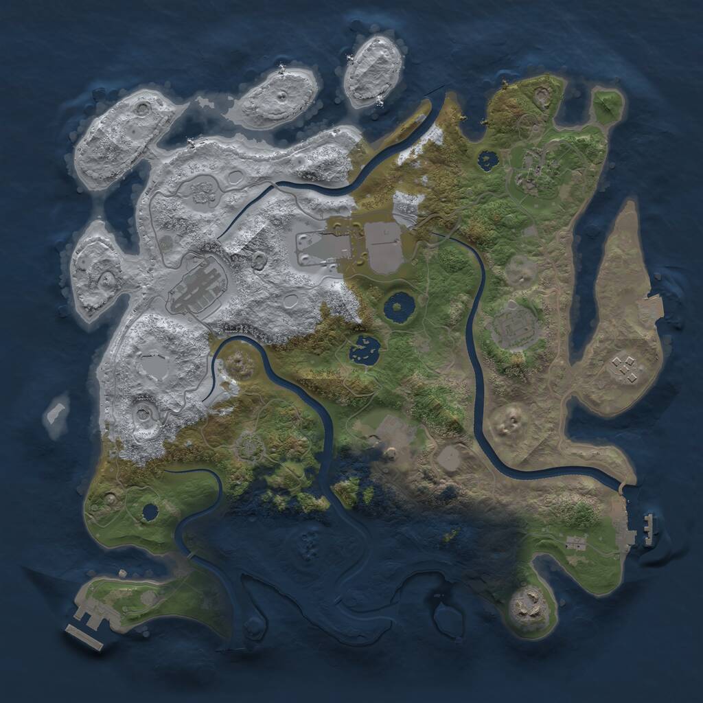Rust Map: Procedural Map, Size: 3500, Seed: 1220101, 14 Monuments