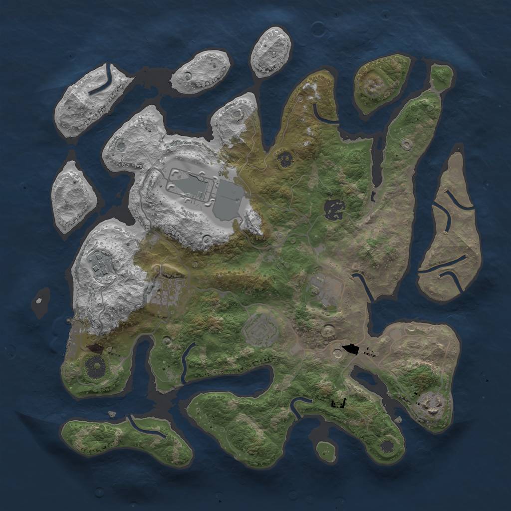 Rust Map: Procedural Map, Size: 3500, Seed: 1220101, 11 Monuments