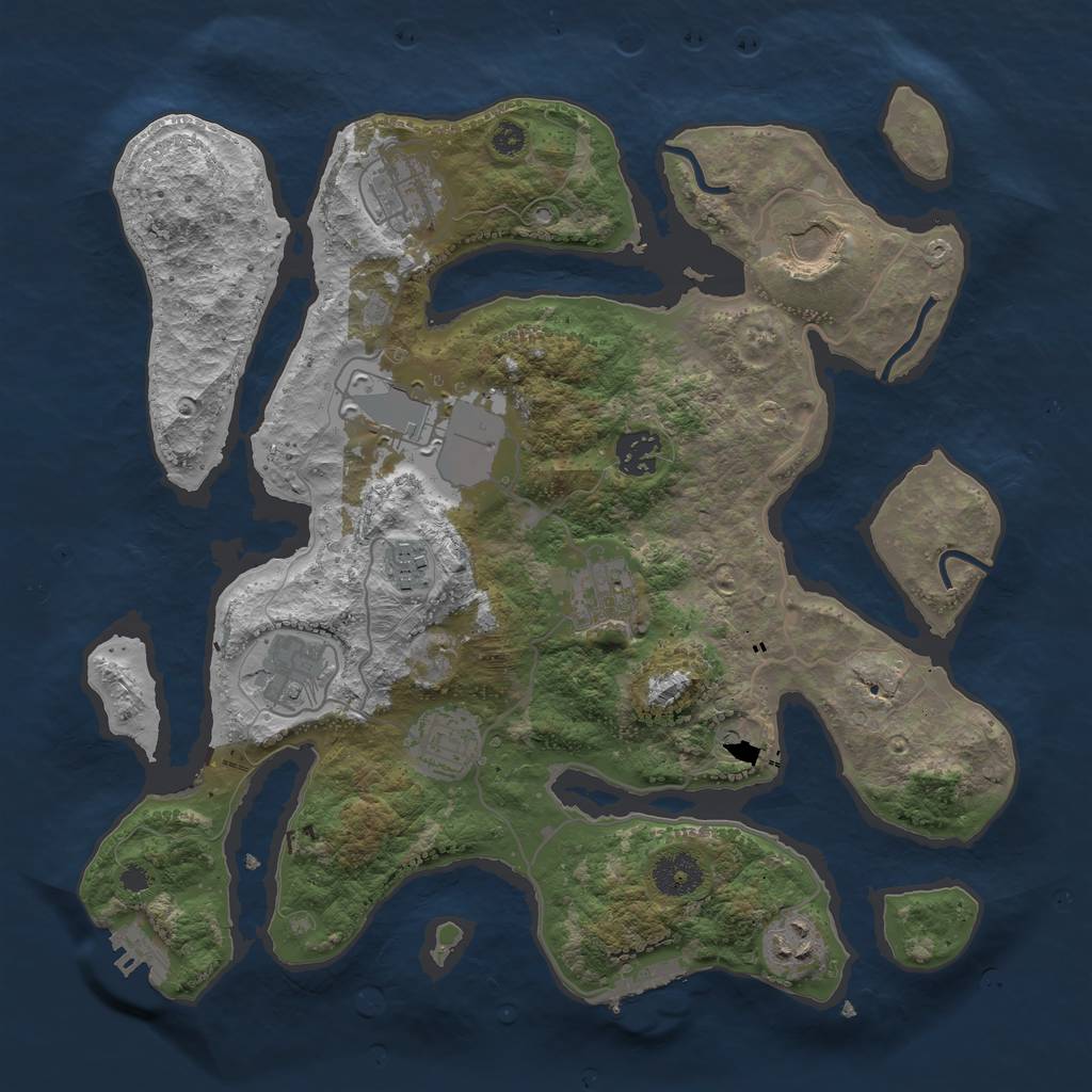 Rust Map: Procedural Map, Size: 3500, Seed: 5256, 14 Monuments