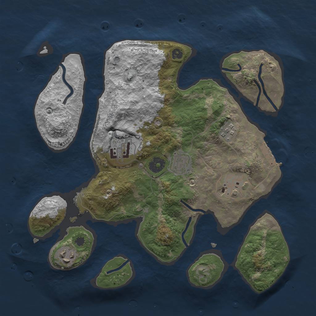 Rust Map: Procedural Map, Size: 3000, Seed: 277719161, 8 Monuments