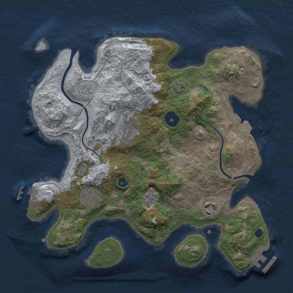Rust Map: Procedural Map, Size: 3000, Seed: 277719161, 9 Monuments