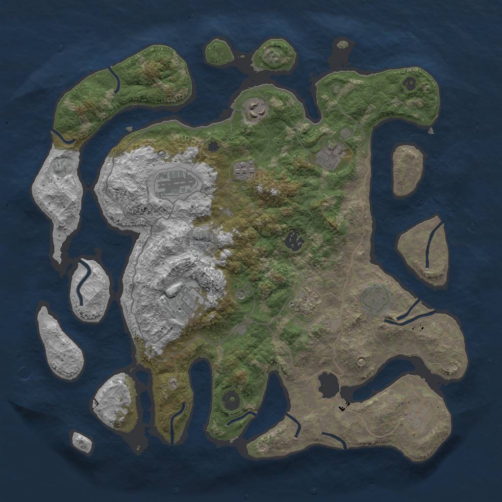 Rust Map: Procedural Map, Size: 4000, Seed: 536539, 12 Monuments