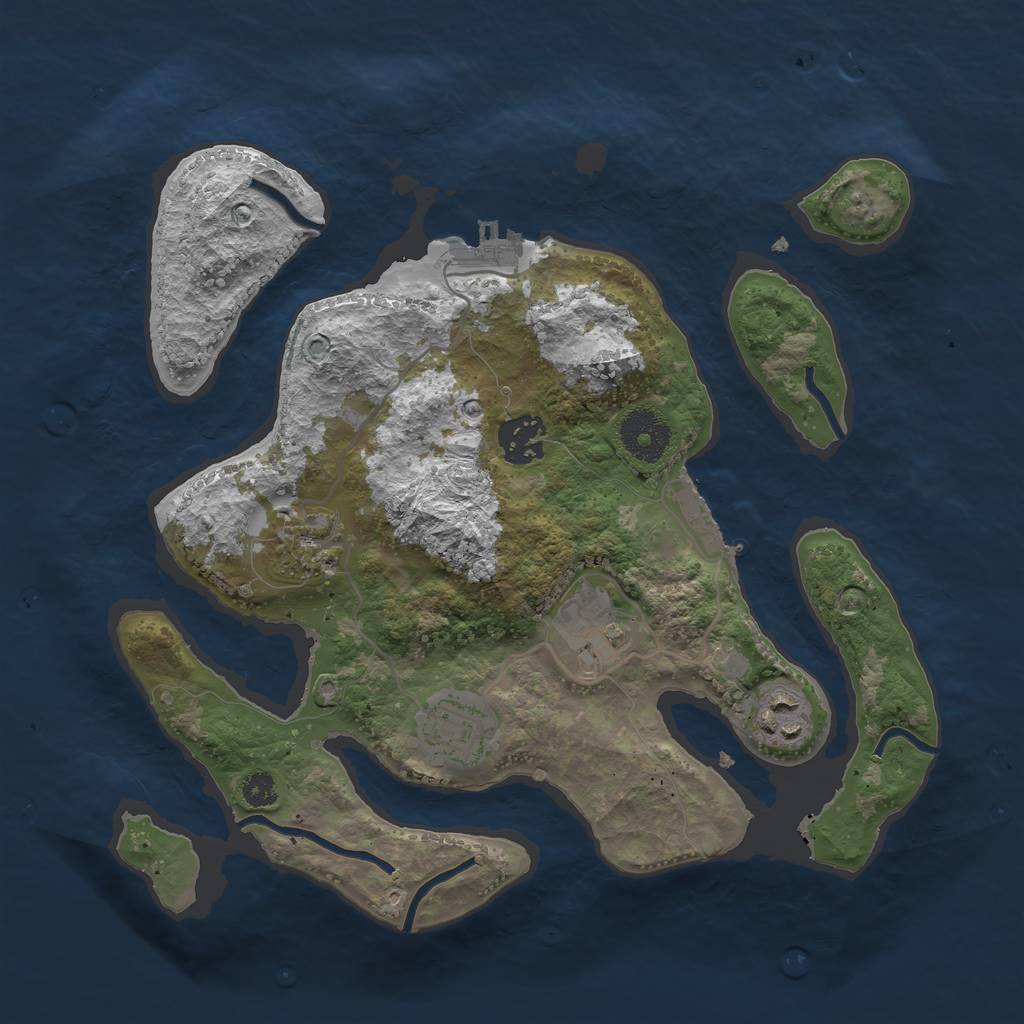 Rust Map: Procedural Map, Size: 3100, Seed: 55599996, 9 Monuments