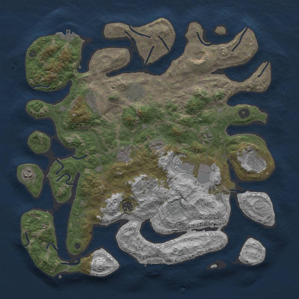 Rust Map: Procedural Map, Size: 4250, Seed: 1407953693, 16 Monuments