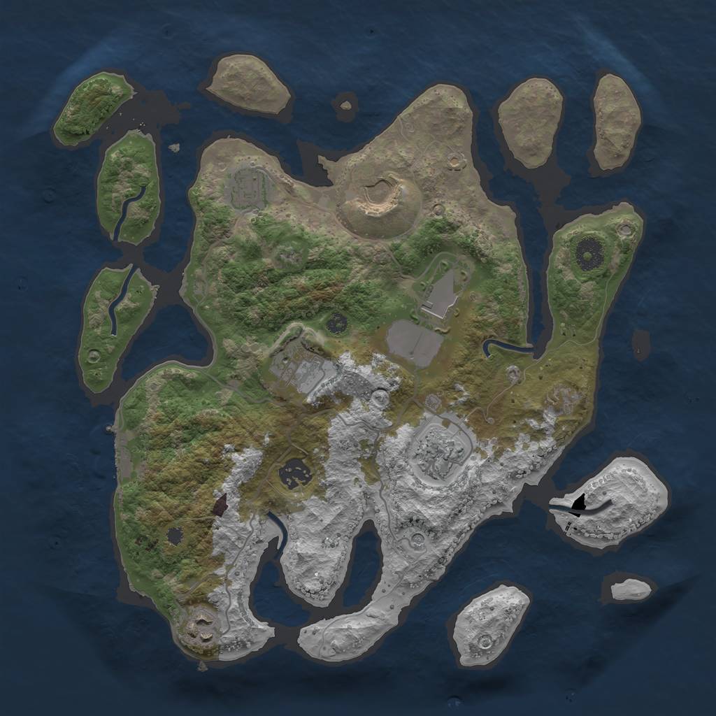 Rust Map: Procedural Map, Size: 3500, Seed: 205998333, 11 Monuments