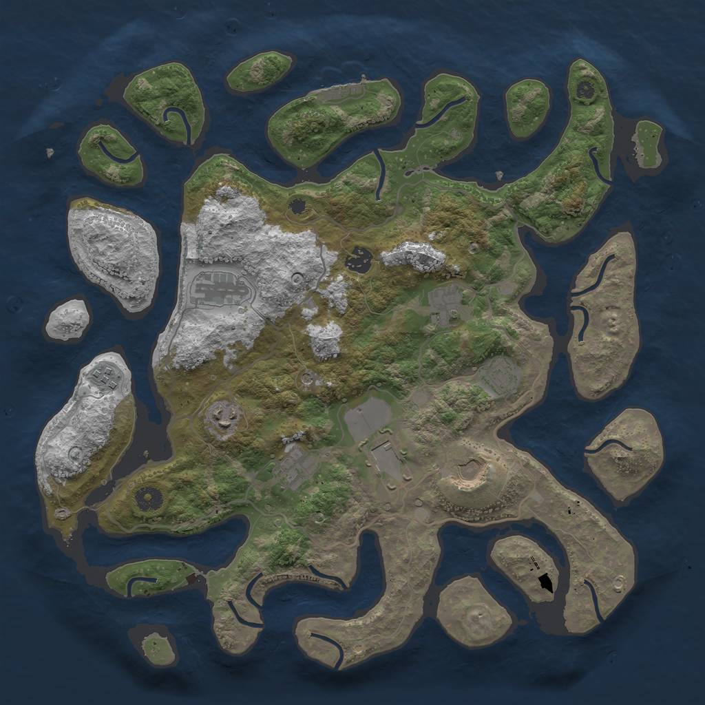 Rust Map: Procedural Map, Size: 4000, Seed: 2011929931, 13 Monuments