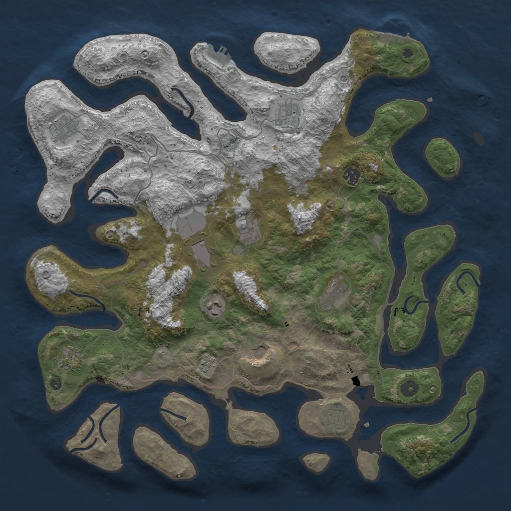 Rust Map: Procedural Map, Size: 4500, Seed: 4645687, 16 Monuments