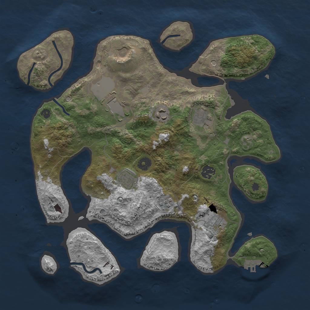 Rust Map: Procedural Map, Size: 3500, Seed: 1570186163, 12 Monuments