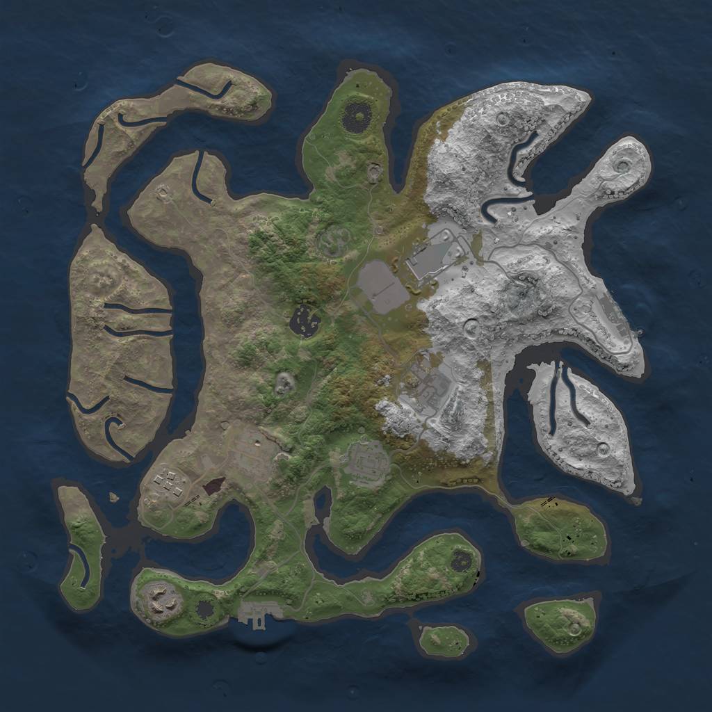 Rust Map: Procedural Map, Size: 3500, Seed: 740272813, 11 Monuments