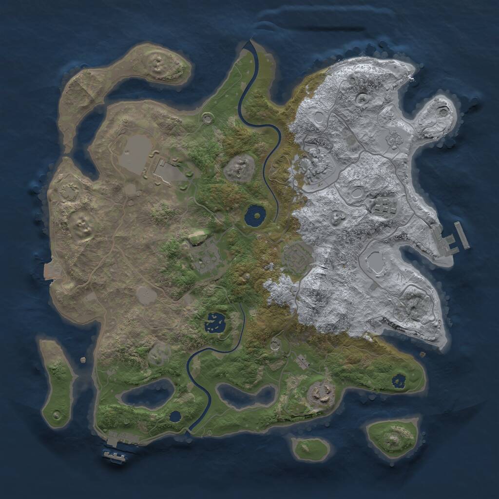 Rust Map: Procedural Map, Size: 3500, Seed: 740272813, 13 Monuments