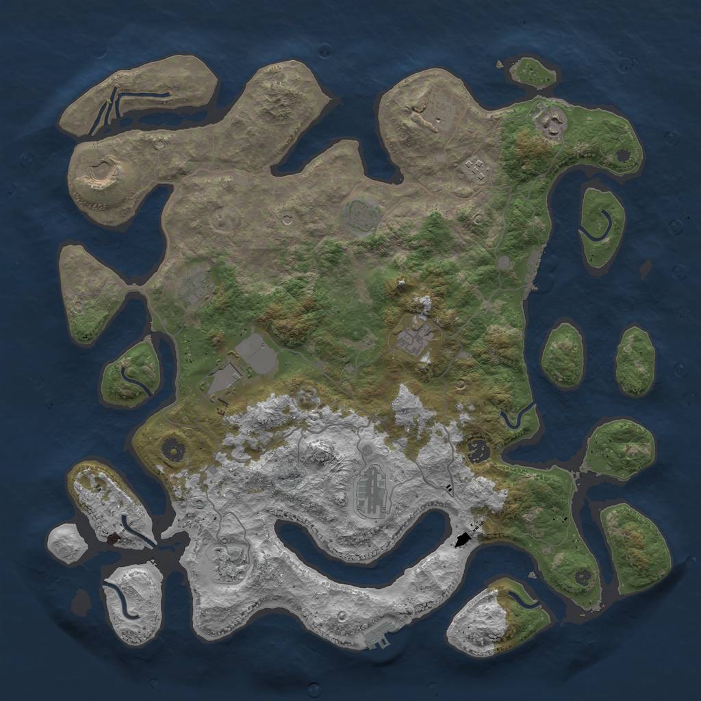 Rust Map: Procedural Map, Size: 4500, Seed: 1286332733, 16 Monuments