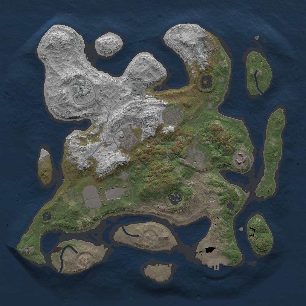 Rust Map: Procedural Map, Size: 3500, Seed: 1247268799, 12 Monuments