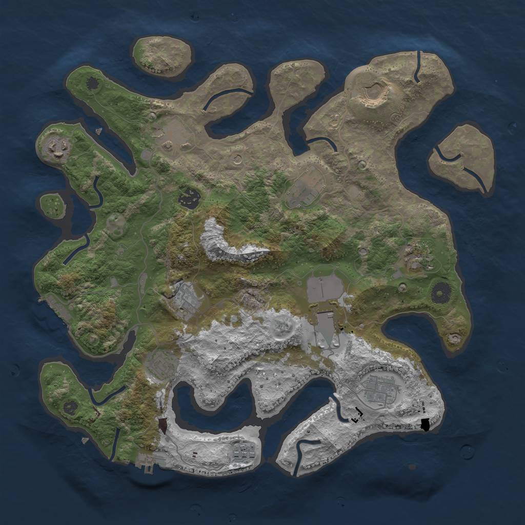 Rust Map: Procedural Map, Size: 3750, Seed: 629989530, 16 Monuments