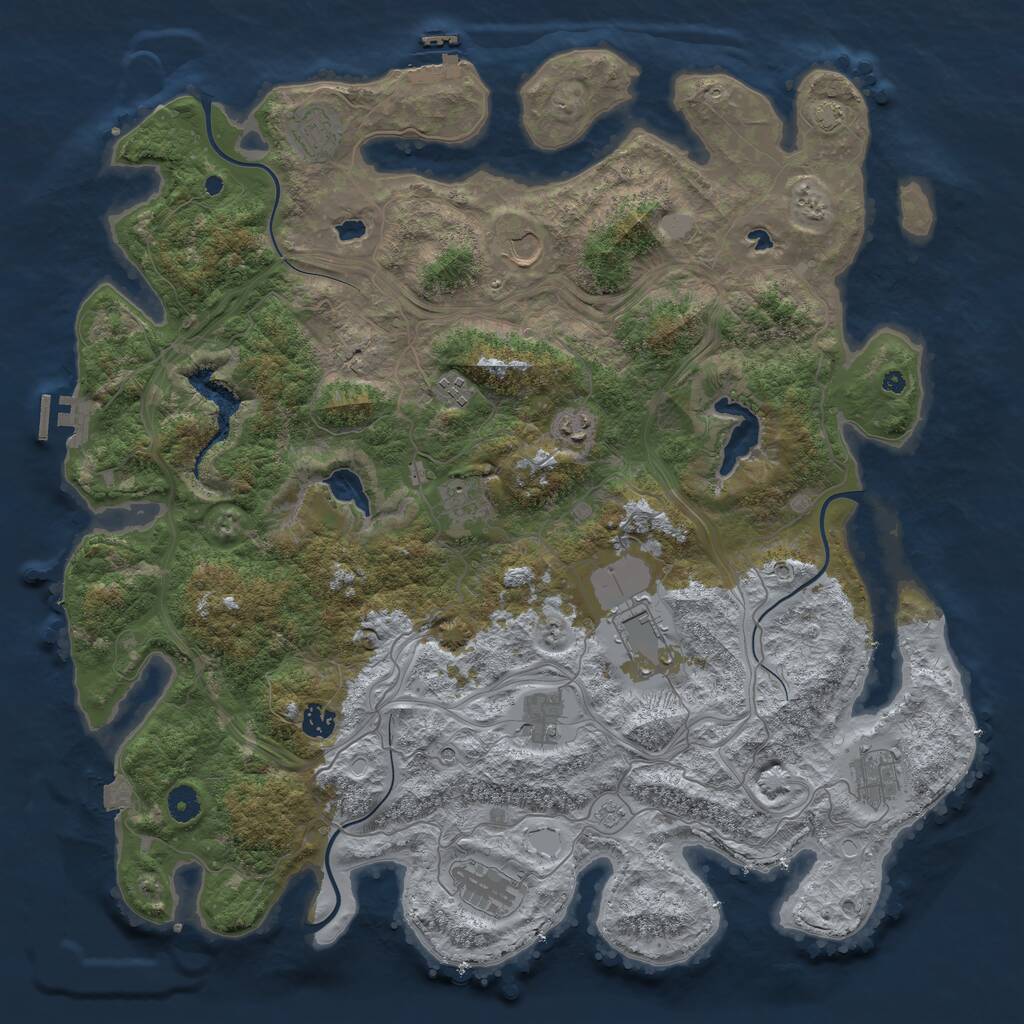 Rust Map: Procedural Map, Size: 4500, Seed: 7101718, 16 Monuments