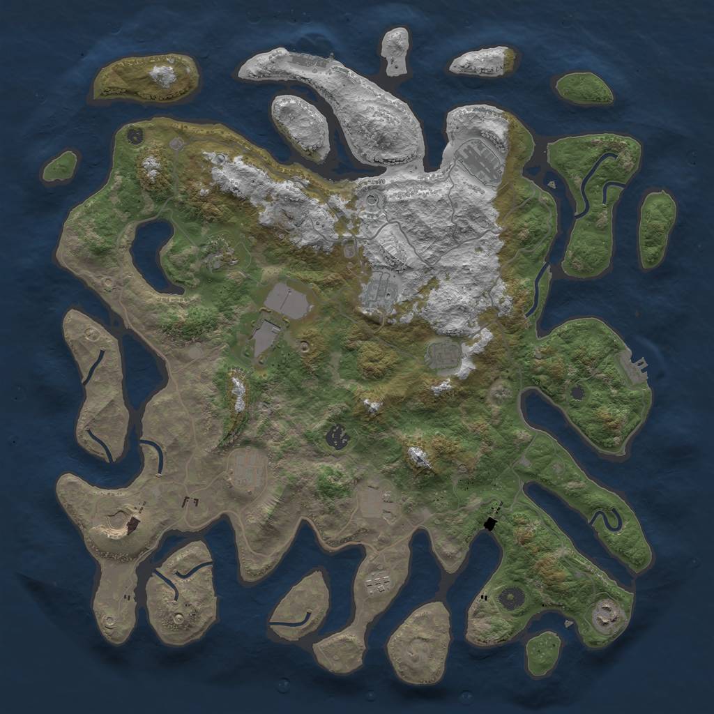 Rust Map: Procedural Map, Size: 4500, Seed: 1579525306, 16 Monuments