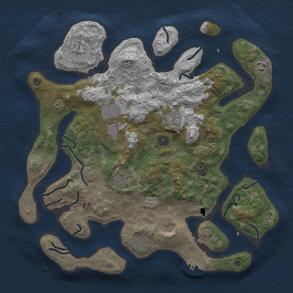 Rust Map: Procedural Map, Size: 4000, Seed: 373174, 13 Monuments