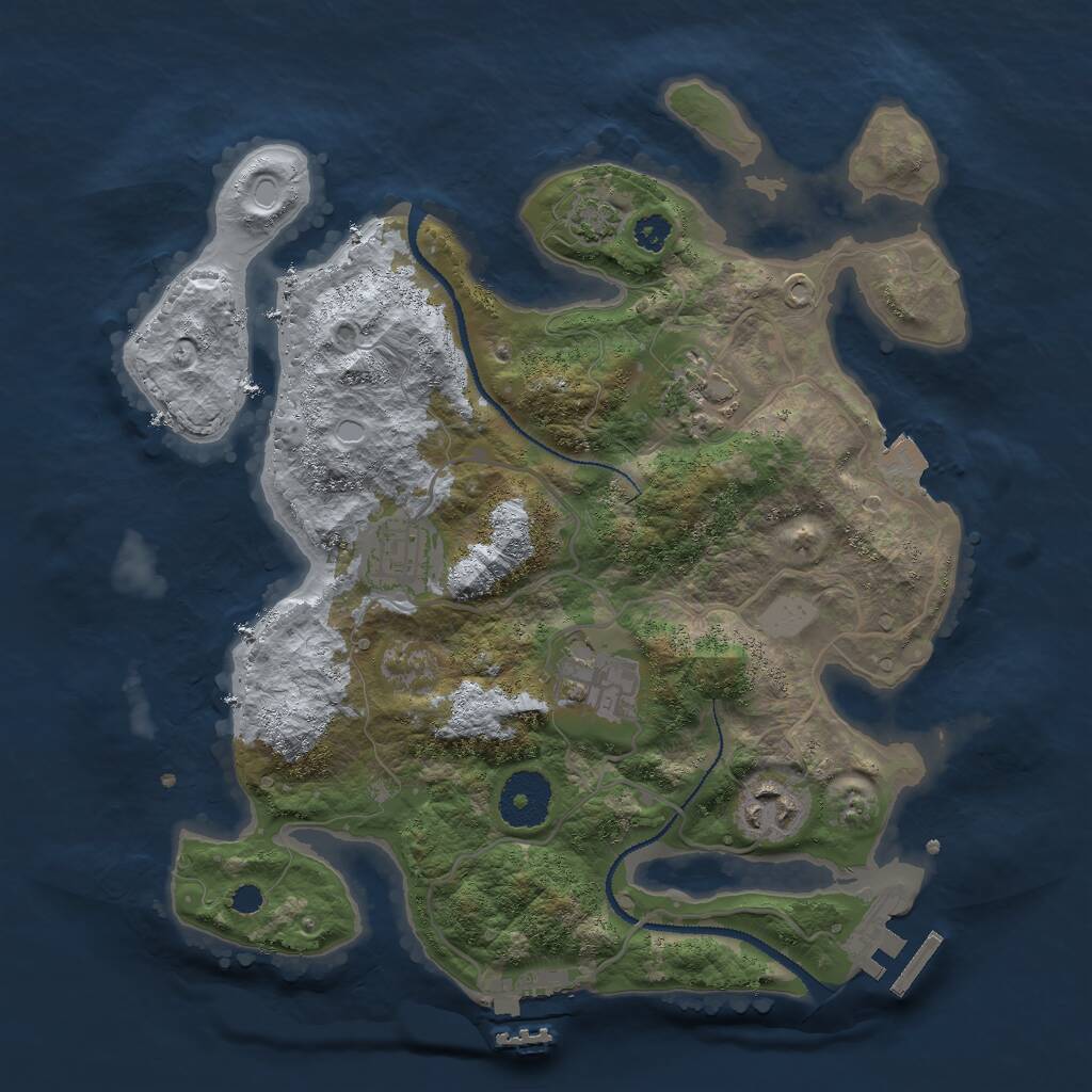 Rust Map: Procedural Map, Size: 3000, Seed: 1922154312, 8 Monuments