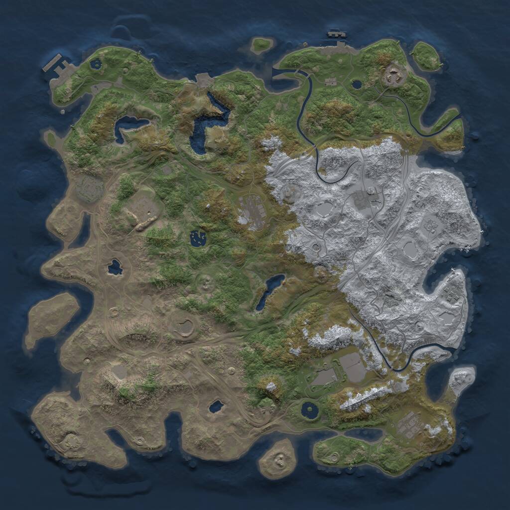 Rust Map: Procedural Map, Size: 4500, Seed: 132506, 16 Monuments