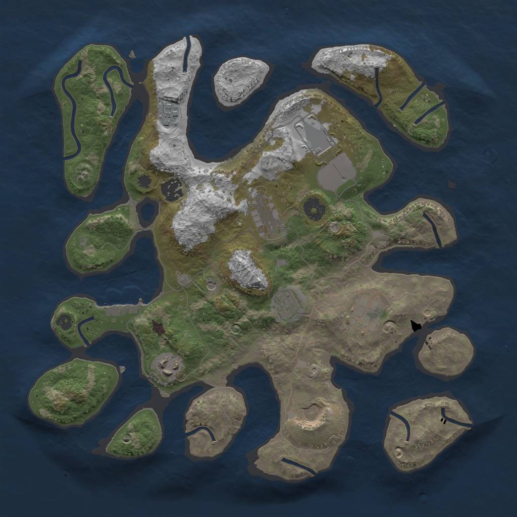 Rust Map: Procedural Map, Size: 3500, Seed: 689549441, 12 Monuments