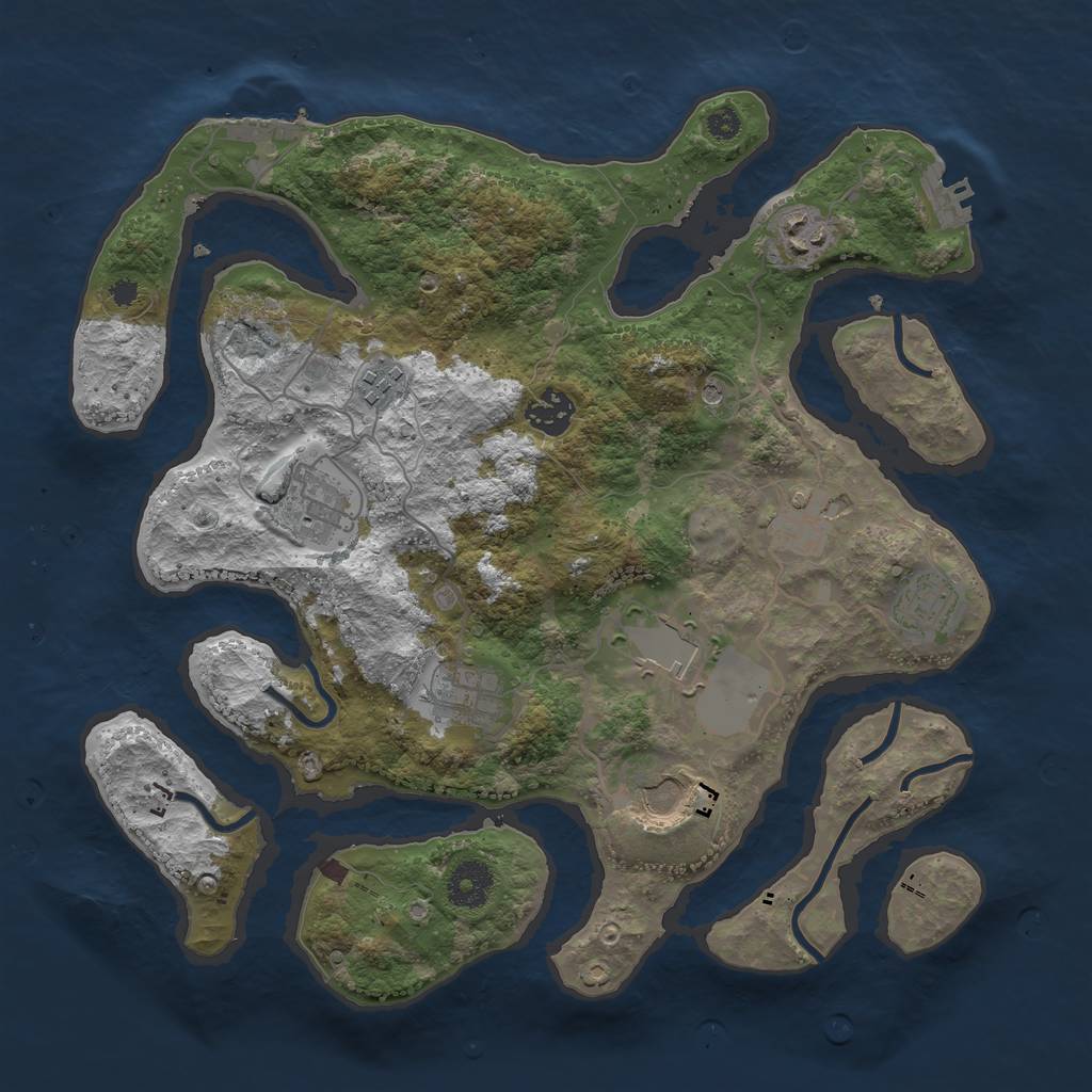 Rust Map: Procedural Map, Size: 3500, Seed: 98643325, 14 Monuments
