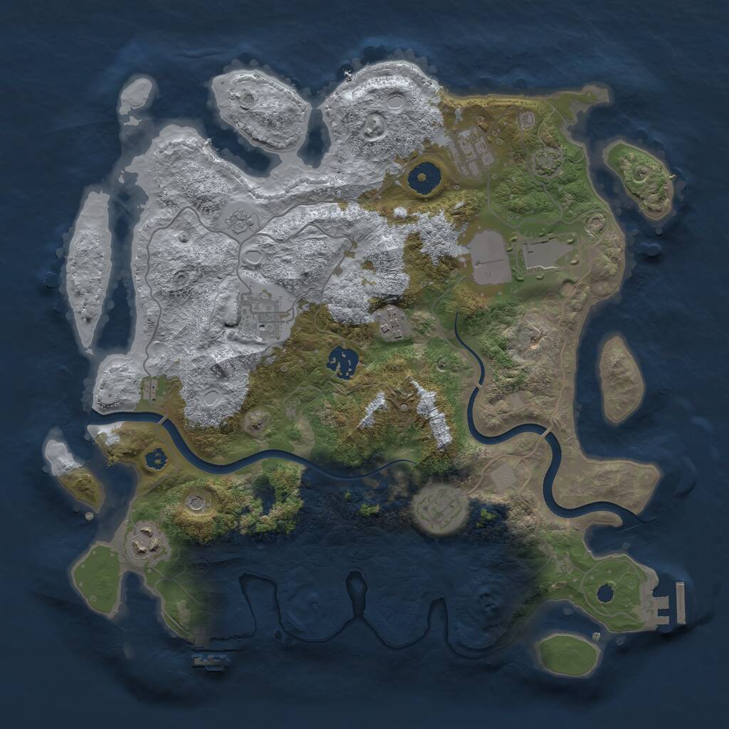 Rust Map: Procedural Map, Size: 3500, Seed: 1042010, 13 Monuments