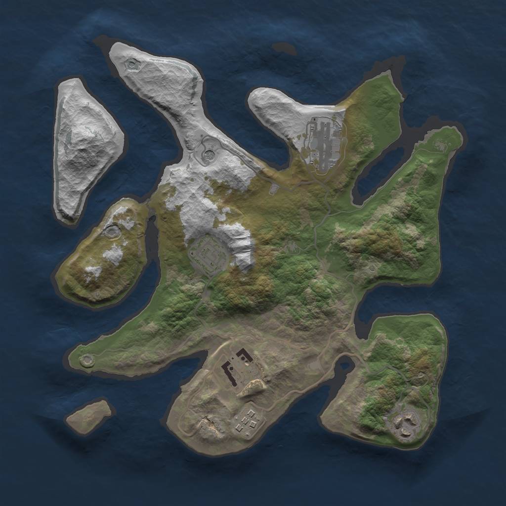 Rust Map: Barren, Size: 3000, Seed: 50202, 8 Monuments