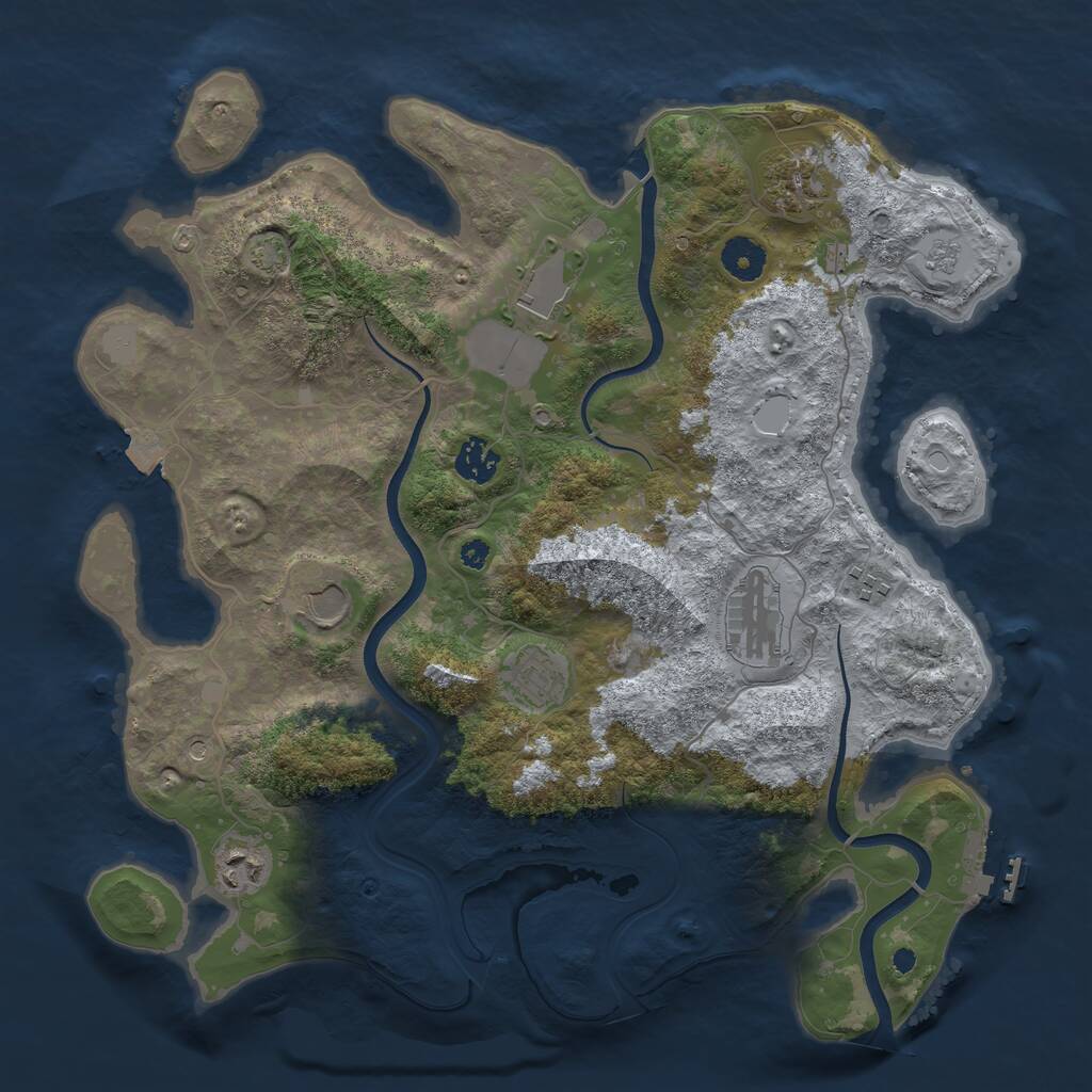 Rust Map: Procedural Map, Size: 3750, Seed: 247382433, 13 Monuments