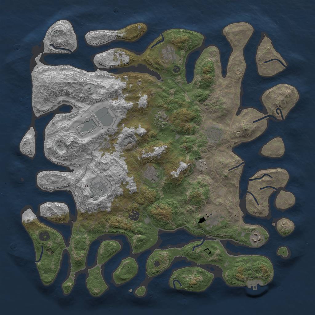 Rust Map: Procedural Map, Size: 4500, Seed: 2046717669, 14 Monuments