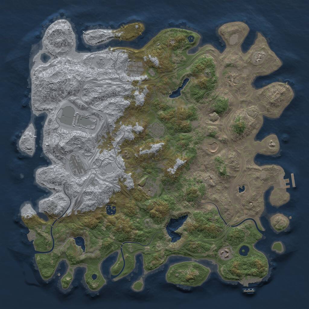 Rust Map: Procedural Map, Size: 4500, Seed: 2046717669, 16 Monuments