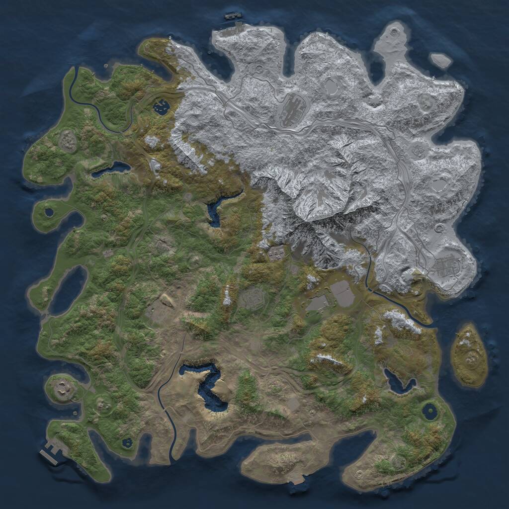 Rust Map: Procedural Map, Size: 5000, Seed: 3459791, 14 Monuments