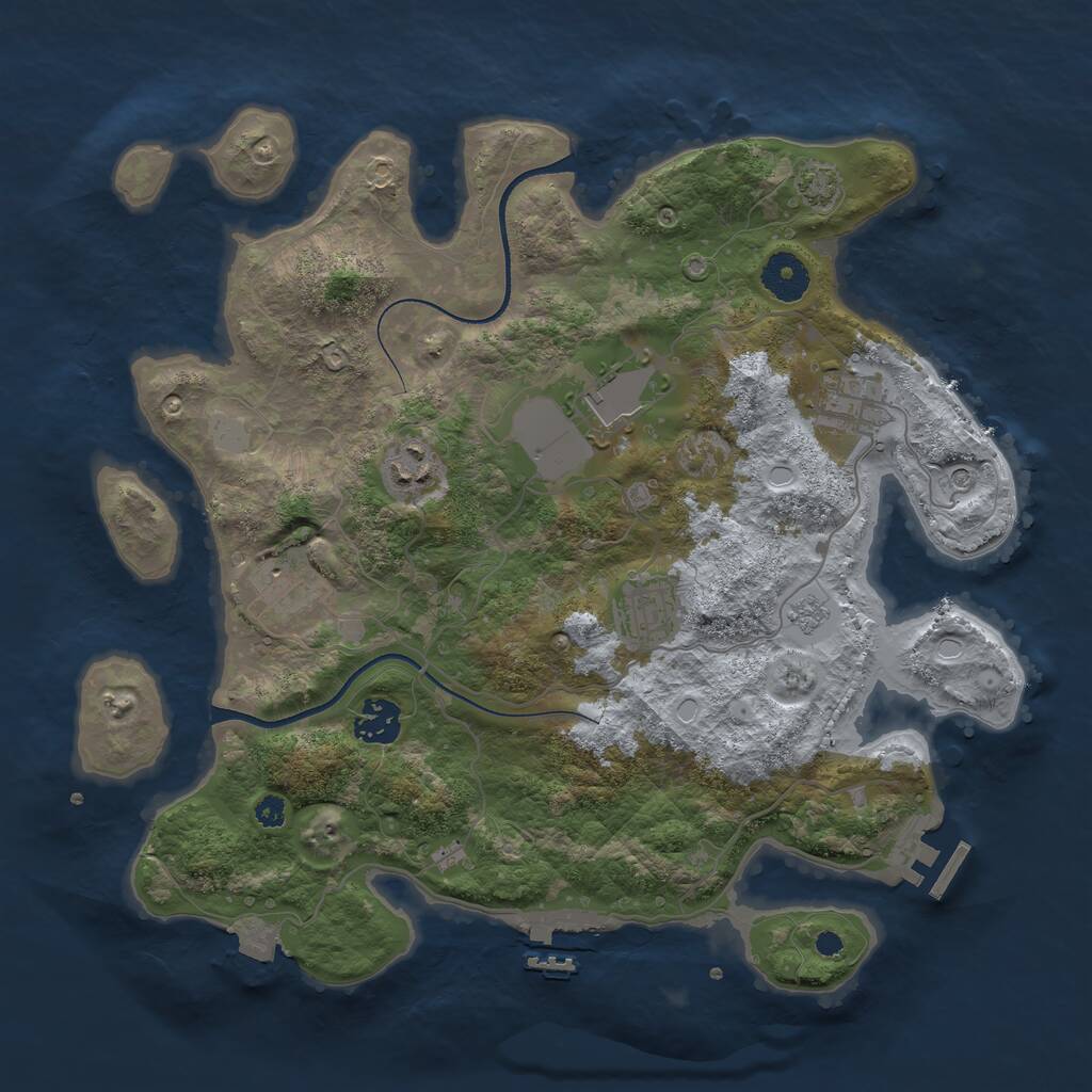 Rust Map: Procedural Map, Size: 3500, Seed: 1020836808, 12 Monuments