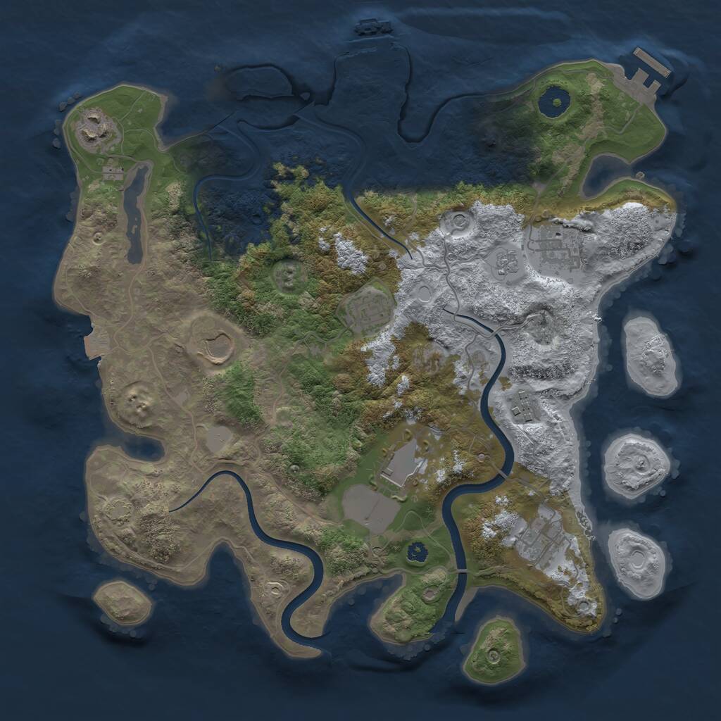 Rust Map: Procedural Map, Size: 3500, Seed: 830905496, 13 Monuments