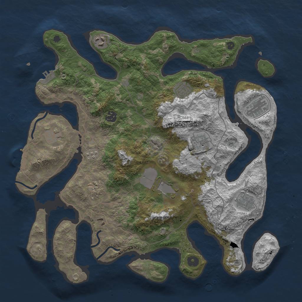 Rust Map: Procedural Map, Size: 4000, Seed: 35387034, 15 Monuments