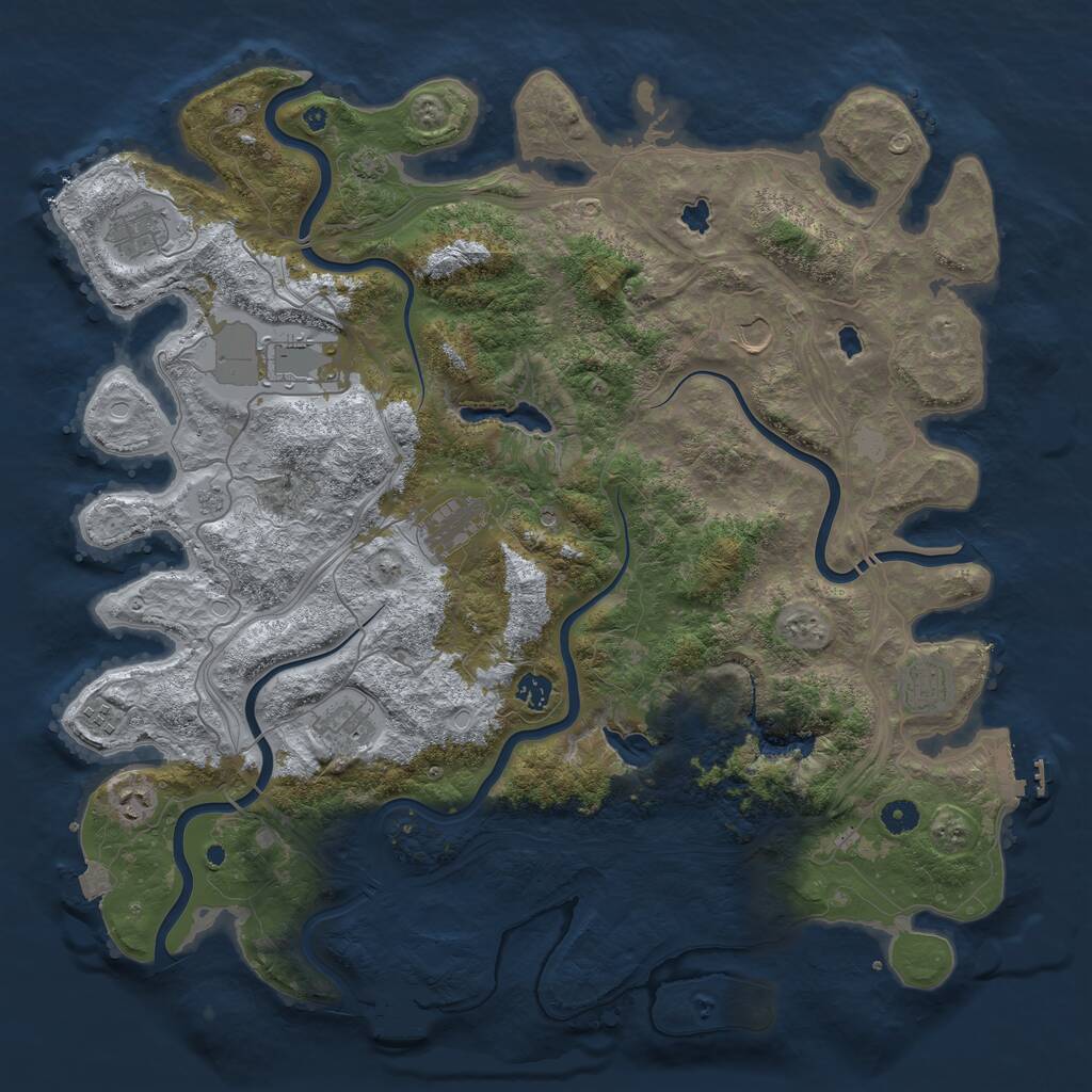 Rust Map: Procedural Map, Size: 4600, Seed: 123456, 15 Monuments