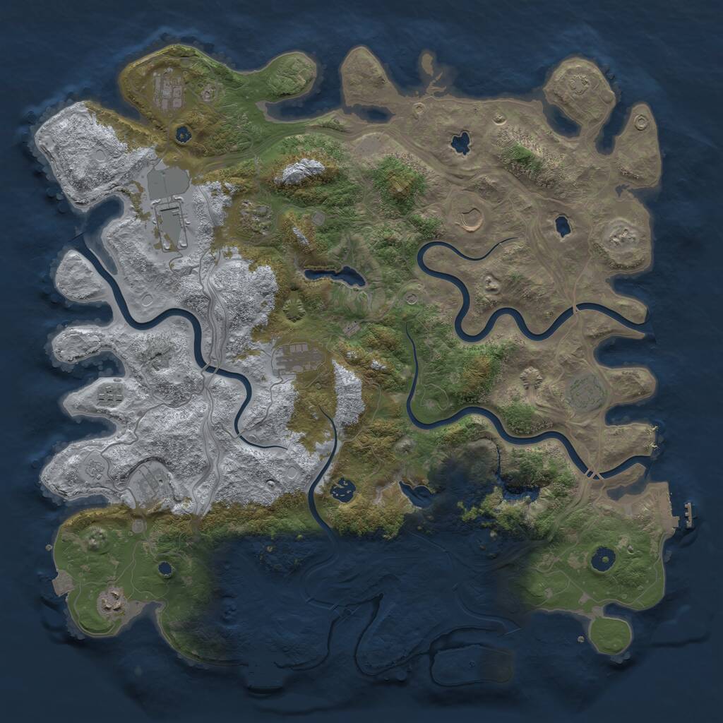 Rust Map: Procedural Map, Size: 4600, Seed: 123456, 16 Monuments
