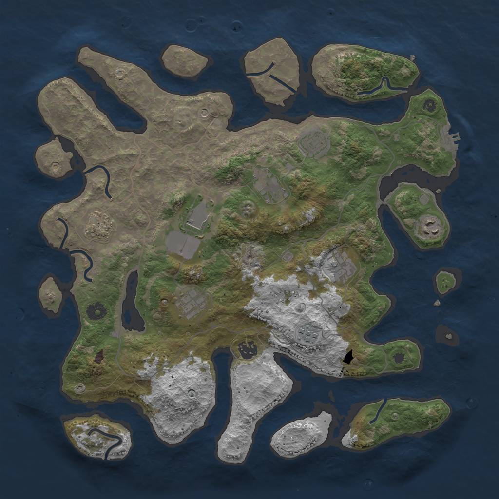 Rust Map: Procedural Map, Size: 4000, Seed: 2078918113, 13 Monuments
