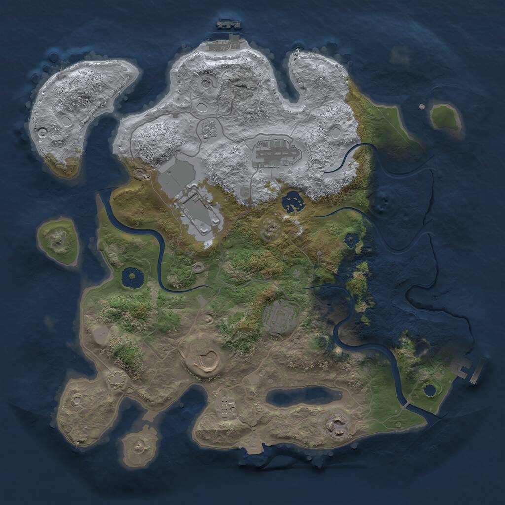 Rust Map: Procedural Map, Size: 3500, Seed: 428245, 13 Monuments
