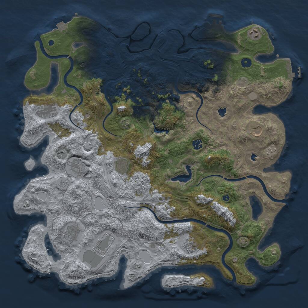 Rust Map: Procedural Map, Size: 4500, Seed: 725433220, 16 Monuments